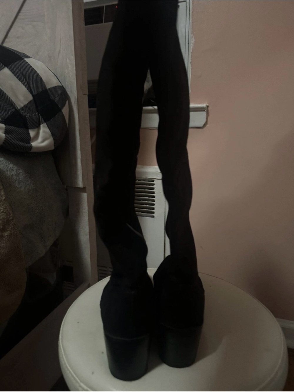 Black Knee-High Block Heel Women's Boots size 7 - Picture 3 of 4